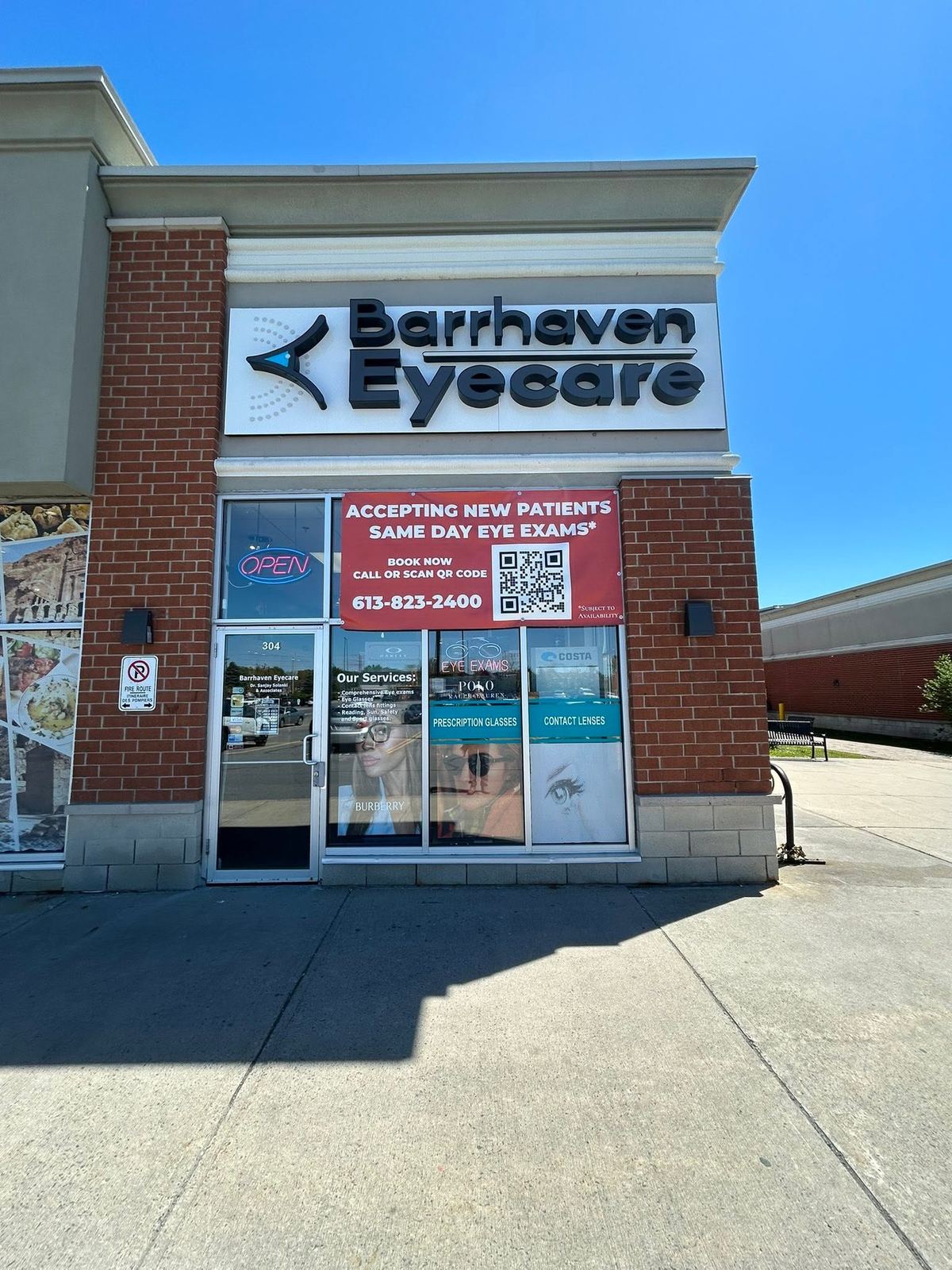 Barrhaven Eyecare storefront, a completed commercial job